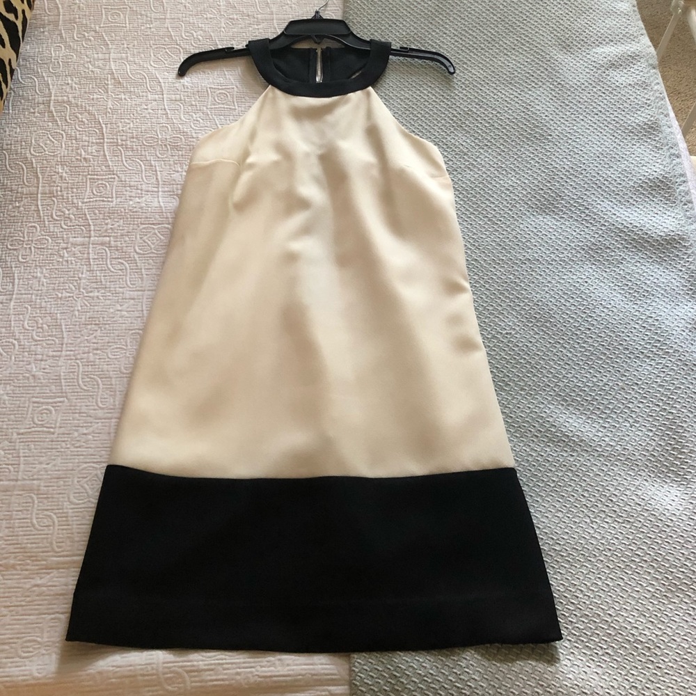 NWT Megan Masters black and cream racer back dress